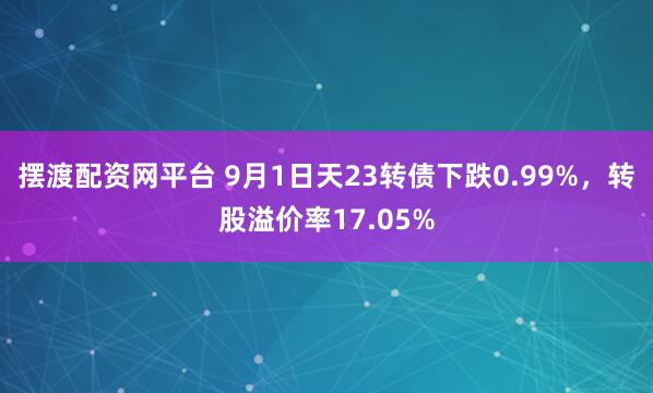 摆渡配资网平台 9月1日天23转债下跌0.99%，转股溢价率17.05%