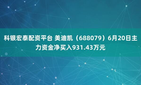 科银宏泰配资平台 美迪凯（688079）6月20日主力资金净买入931.43万元